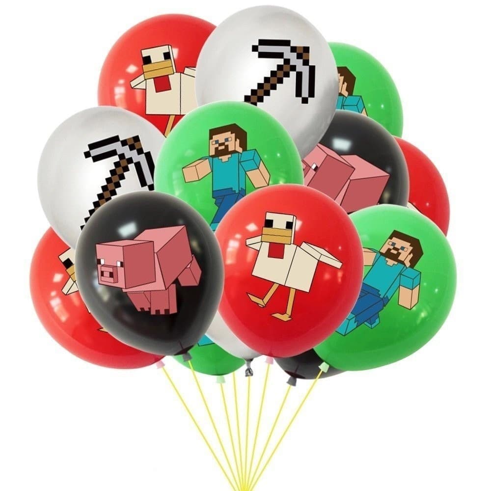 Festa de Chuveiro Látex 12 Balões Decoração de Bebê Menino Balão de Pixel Jogo Tema de Aniversário Minecraft pcs KZNN