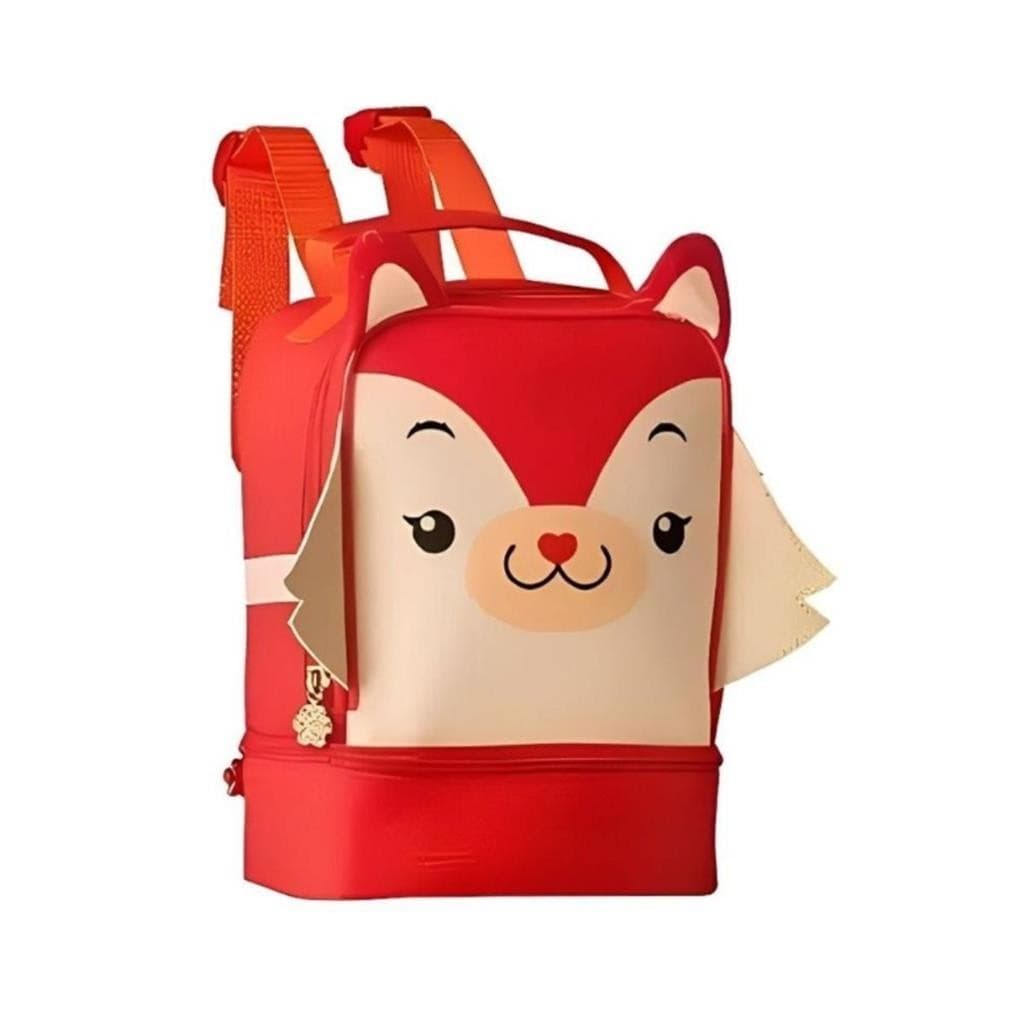 Lancheira Termica Raposa Raposinha C/ 2 Bolsos Termicos Escolar/Passeio Pets Super Resistente - Clio