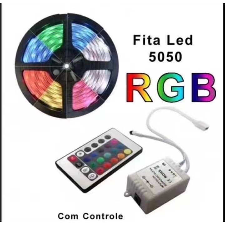Tira fita luz de led colorida Conduzida 5m 300leds 5050 Rgb Light Strip Qualidade Bem Entrega Pronto