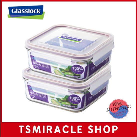 Recipiente Hermético De Vidro Quadrado Glasslock Purple Edition 850ml 2P