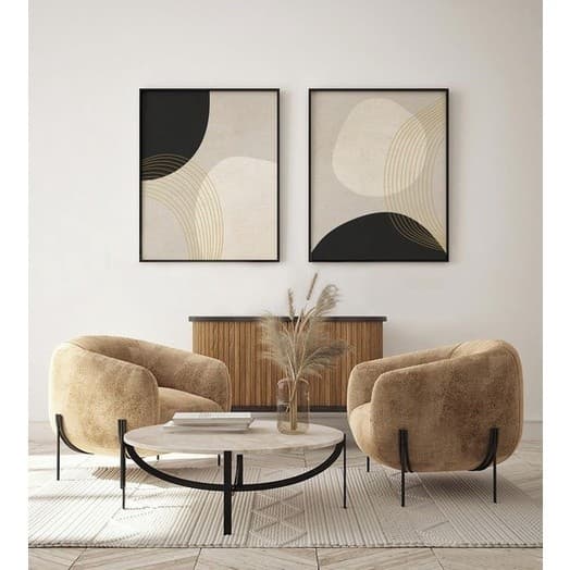 quadro decorativo 2 peças formas abstratas preto e branco decoração