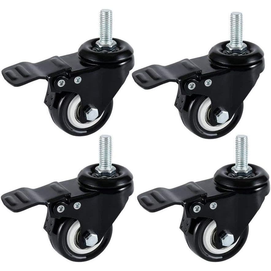 Rodinhas Kit 4 Rodízio Para Moveis 400 kg espiga Pesados Com Parafuso 10mm Com Trava Freio