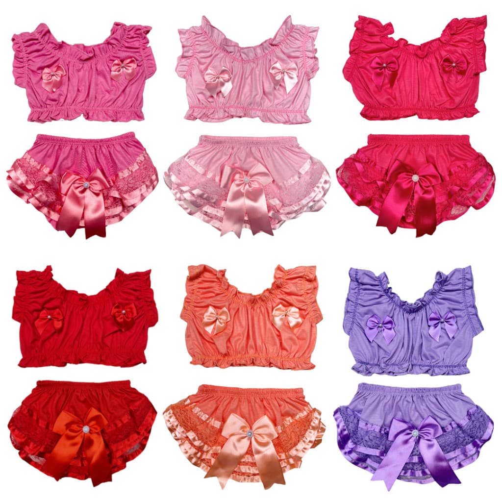 Top + Calcinha Bunda Rica Bebe Infantil Luxo Varias Cores