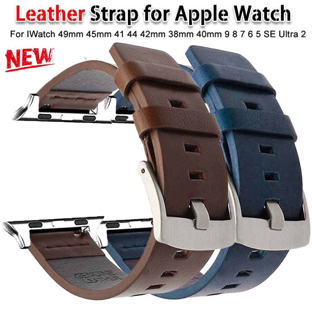 Pulseira De Couro Para Apple Watch Ultra 3/2 49mm 45mm 44mm 40mm 41mm IWatch Série 11 10 9 8 7 6 SE 5 4