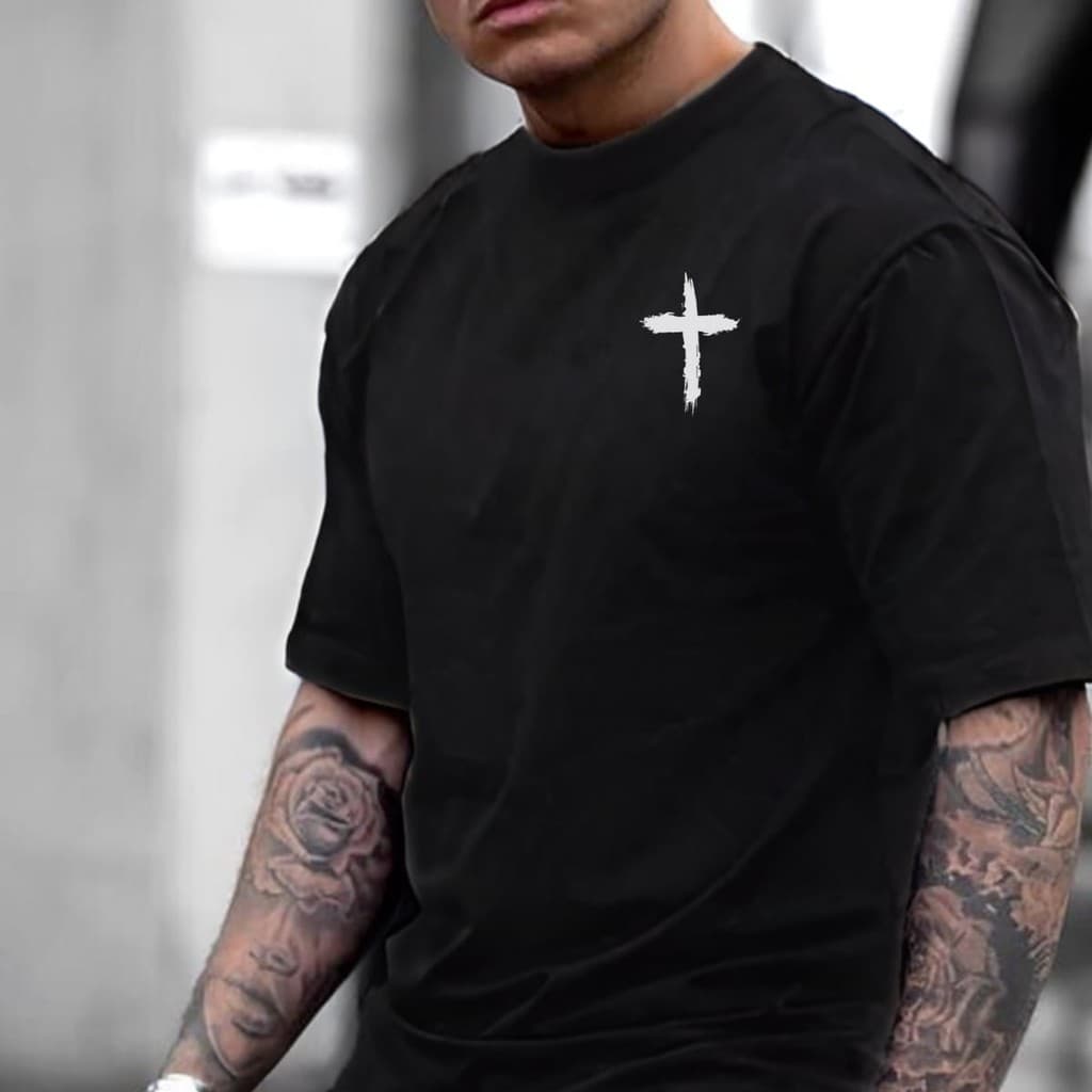 Camiseta Masculina Cruz Religião Cristão Cristã Evangélica Malha Premium Fio 30.1 Algodão