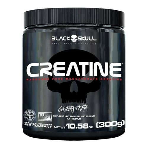 Creatina 300g Monohidratada 100% Pura - Black Skull