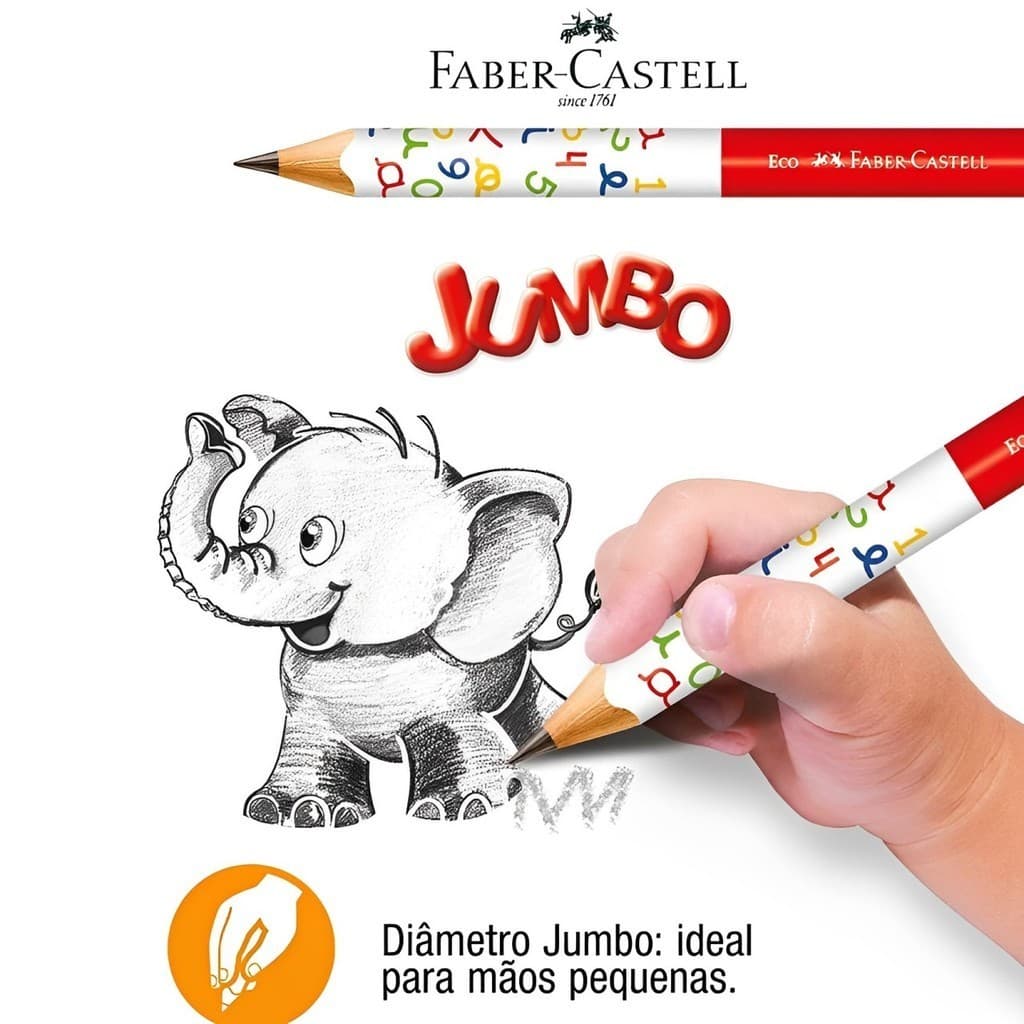 LAPIS JUMBO DE ESCREVER GRAFITE KIT 5 UND FABER-CASTELL