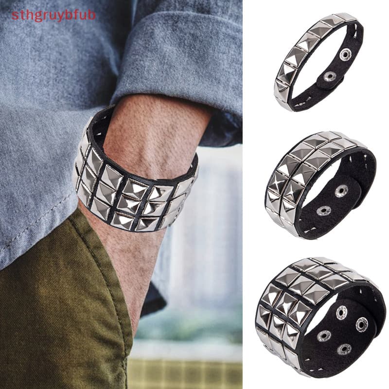 STHB Punho De Rebite Único Largo Punk Gothic Rock Unisex Bangle Bracelet Homens Jóias BR