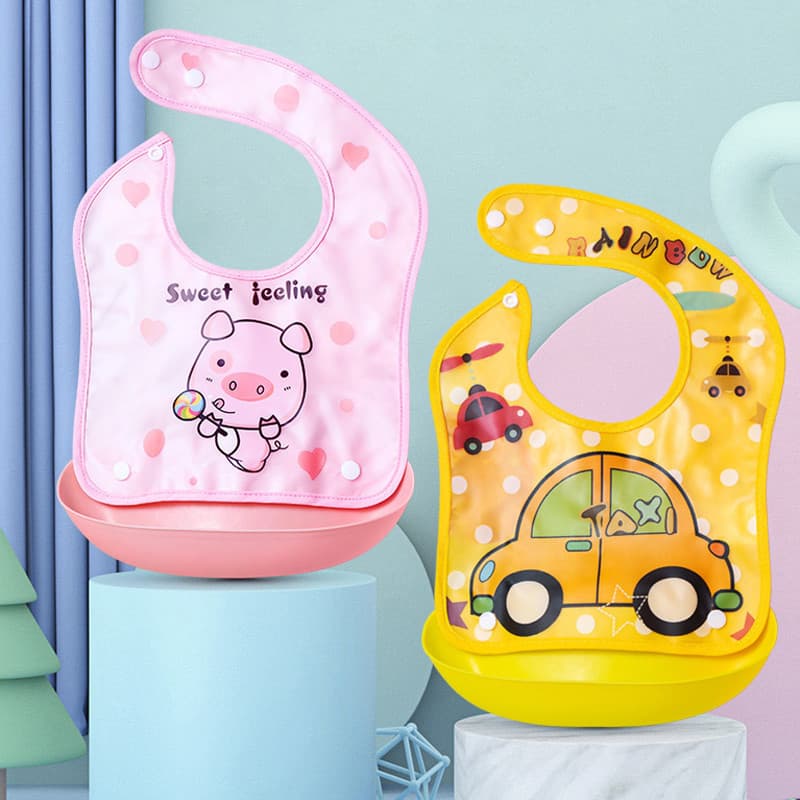 Babador Infantil de Silicone com Coletor de Migalhas Lavável