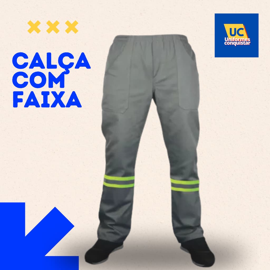 Calça de Brim com Faixa Refletiva | Segurança, Obra e Serviços Pesados