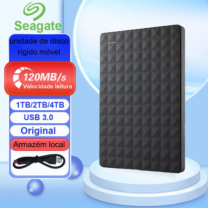 Seagate SSD Externo Portátil 1TB/2TB/4TB HD Disco Rígido USB 3.0 Para Armazenar Arquivos Vídeos E Músicas