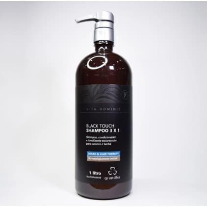 Shampoo Tonalizante Vita Hominis Black Touch 3x1 1L - Tonaliza Cabelos e Barba - Grandha