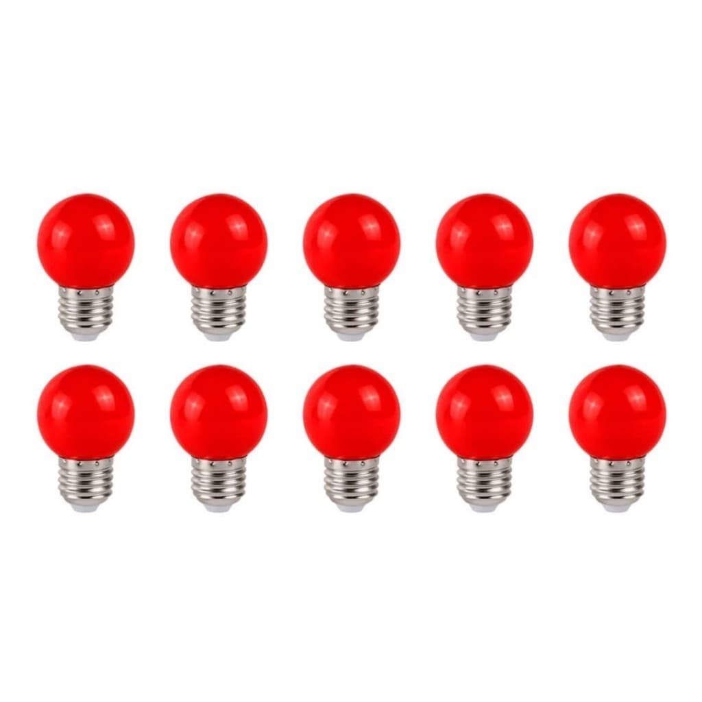 KIT 10 LÂMPADAS BOLINHA 1W VERMELHA 110V