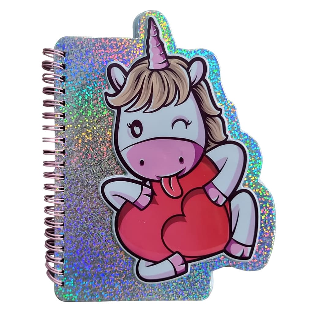 Caderno Unicórnio espiral pautado folha decorada