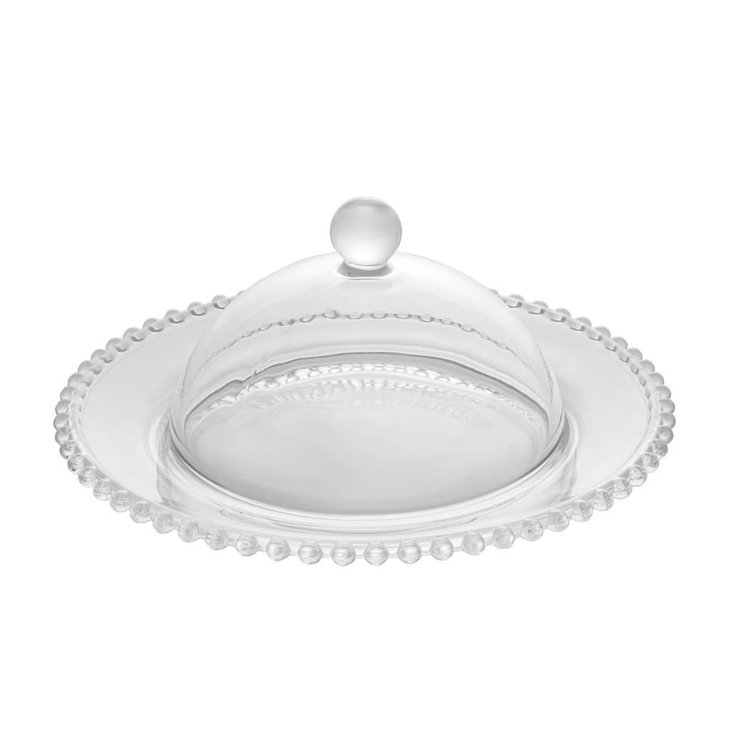 Queijeira Cristal Clear Bolinha c/ Tampa Transparente 20x9cm