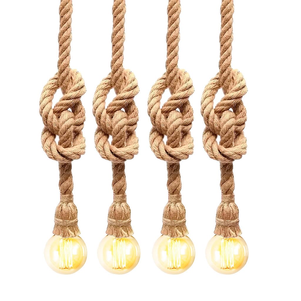 Kit 4 Luminária Pendente Design Rustico Retrô Corda Sisal