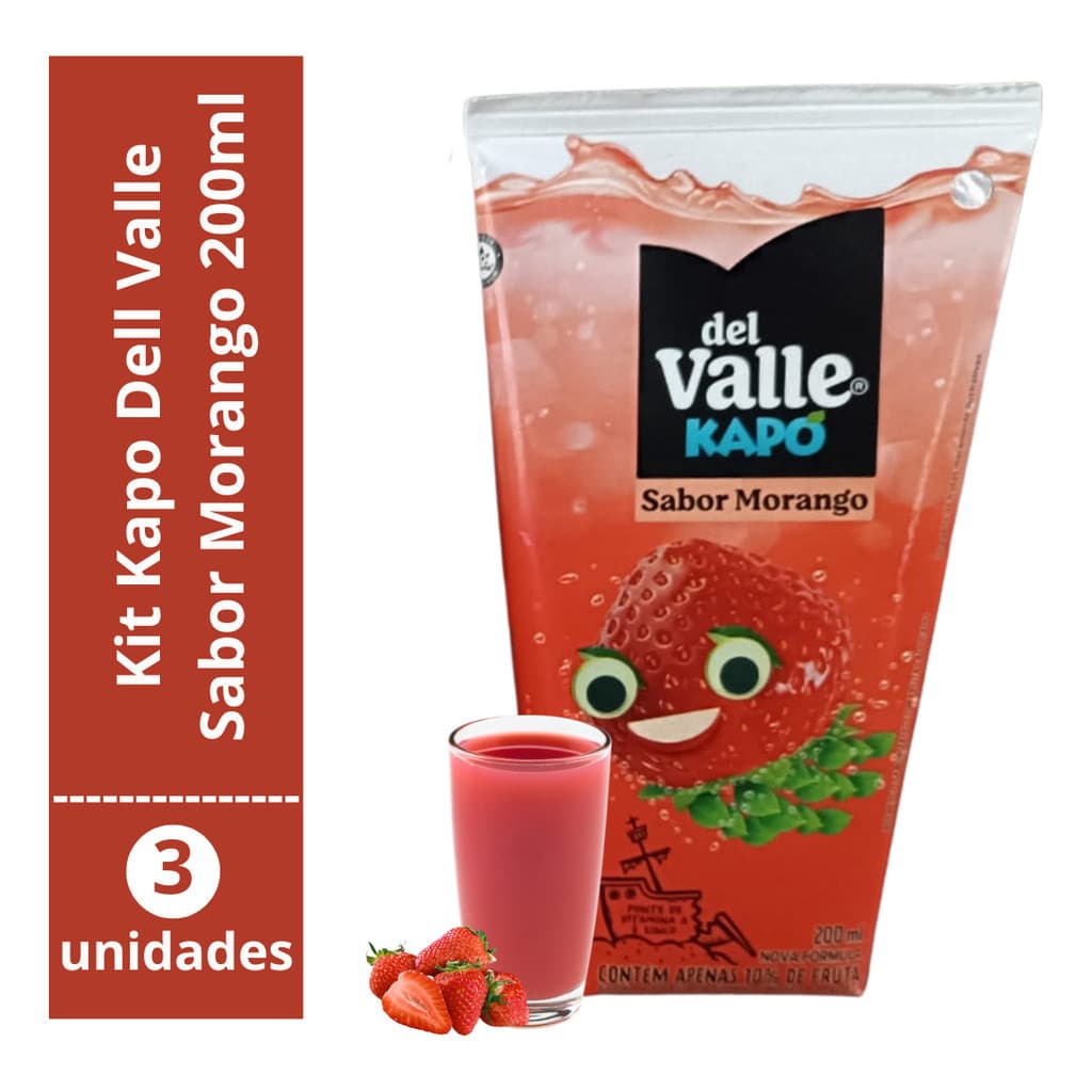 Suco Del Valle Kapo Sabor Morango 200ml Kit 3 Unidades Capo