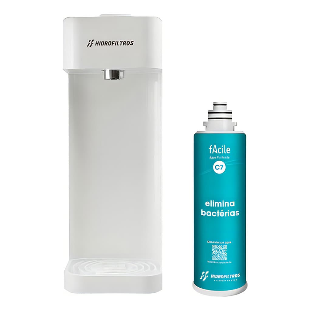 Filtro Purificador de Água Facile C7 Branco Refil Antibacteriano Elimina Cloro Odores e Bactérias