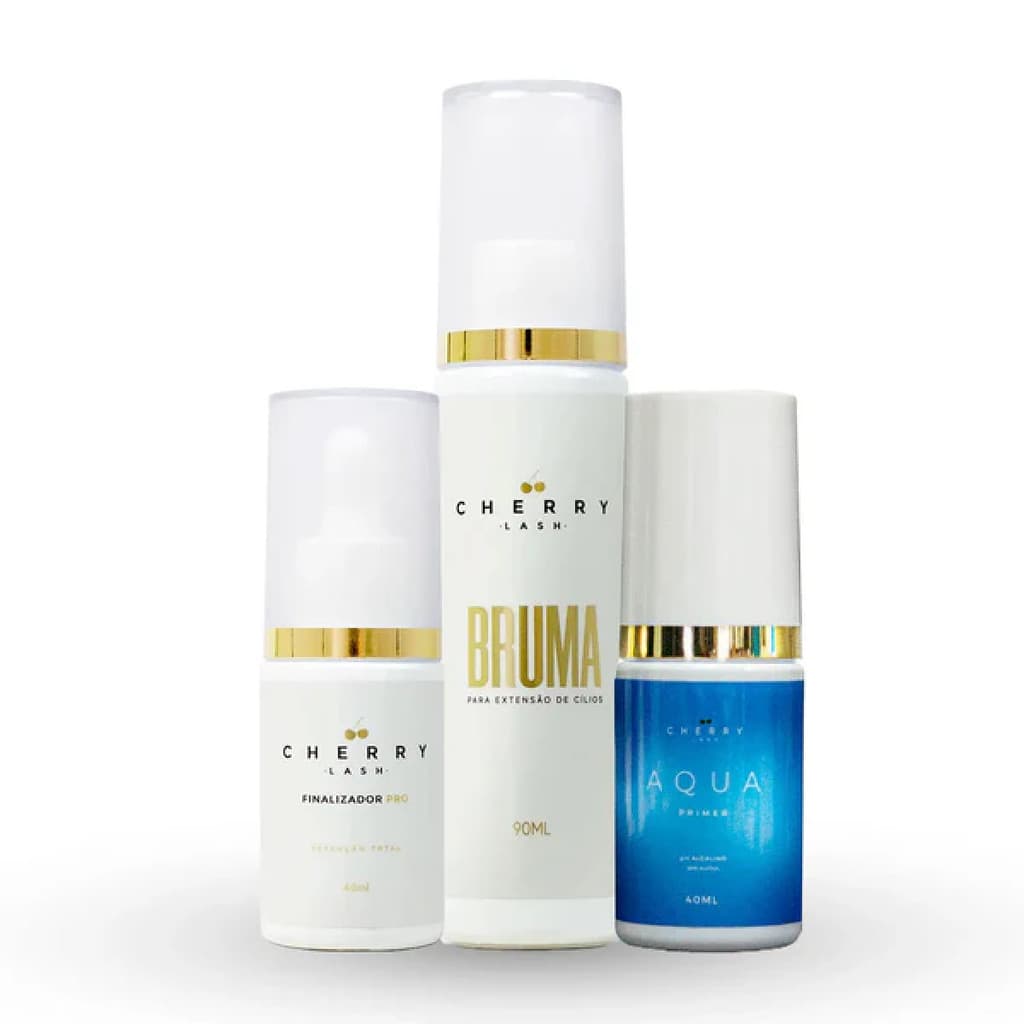 Kit Retenção Cherry Lash Bruma Finalizador Aqua Primer Cílios