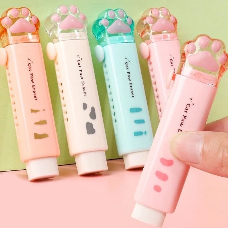 Borracha Retrátil Patinha Fofa Kawaii Pata De Gato Cat Paw Material Escolar Para Crianças Escritório