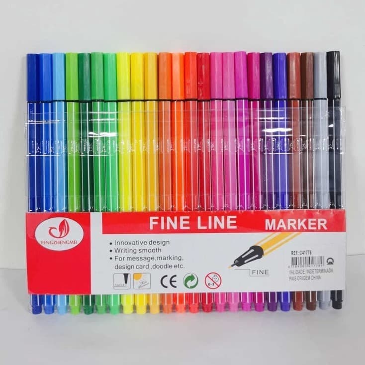 Kit de canetas com 6/12/18/24 cores Fine Line Coloridas Ponta Fina 0.4 mm Fineliner
