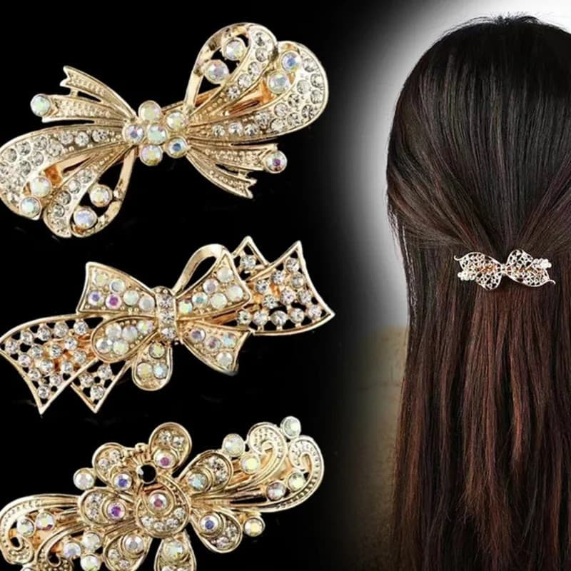 Luxo Strass Grampos De Cabelo Para Mulheres Presilhas De Cristal Clipe Garra Meninas Moda Metal Primavera Braçadeira Ace