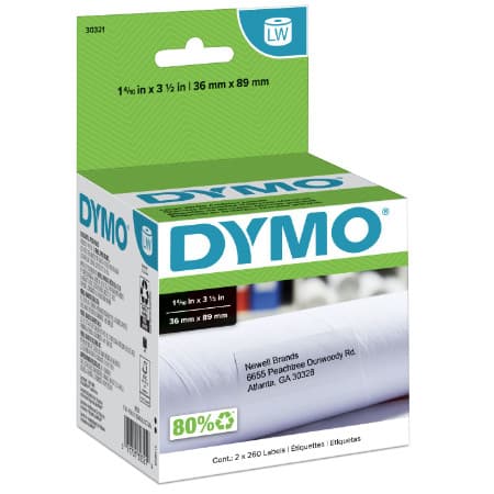 Etiqueta para impressora térmica DYMO Label Writer 550 -36mm x 89mm 2 rolos c/ 260un