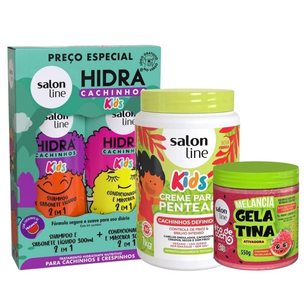 Kit Salon Line Hidra Cachinhos + Creme e Gelatina Melancia