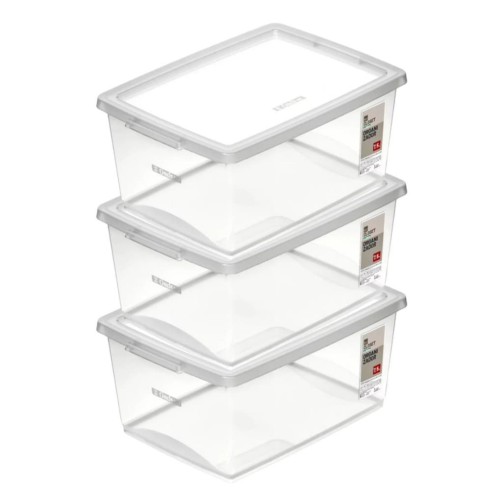 Kit 3 Caixa Organizadora My Closet 7,5 Litros Jogo Caixa Organizador De Armários Multiuso Ordene