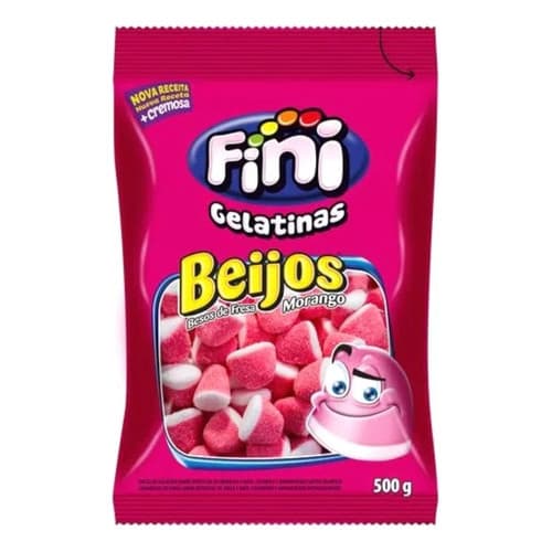 Bala Fini Beijinhos De Gelatina Beijos De Morango Fini