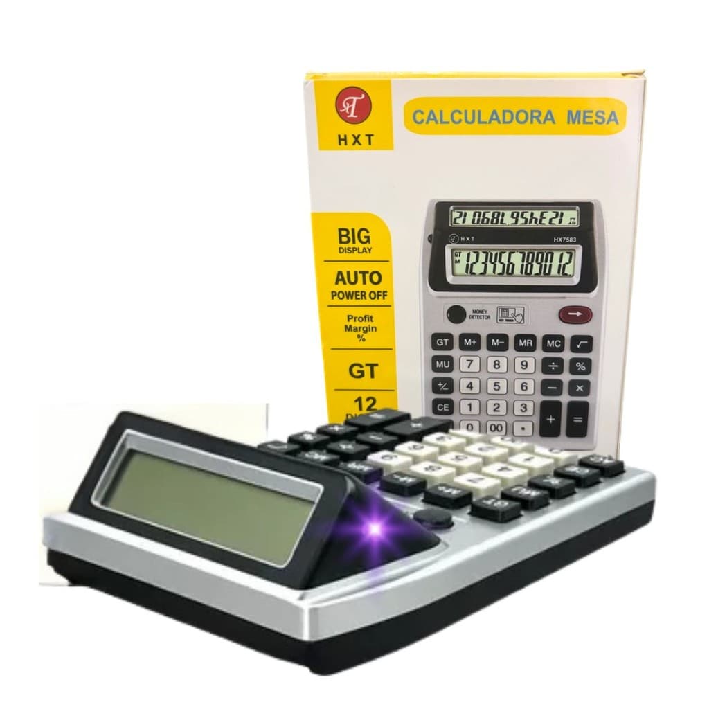 Calculadora Profissional 12 Dígitos 2 Visores com Detector de Dinheiro Falso
