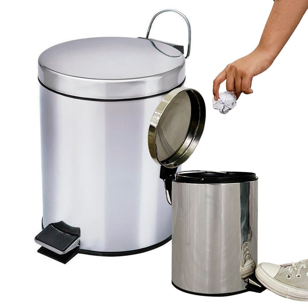 Cesto De Lixo Lixeira 3 Litros 100% Inox C/ Pedal Banheiro E Cozinha Elegante Lixeira Moderna