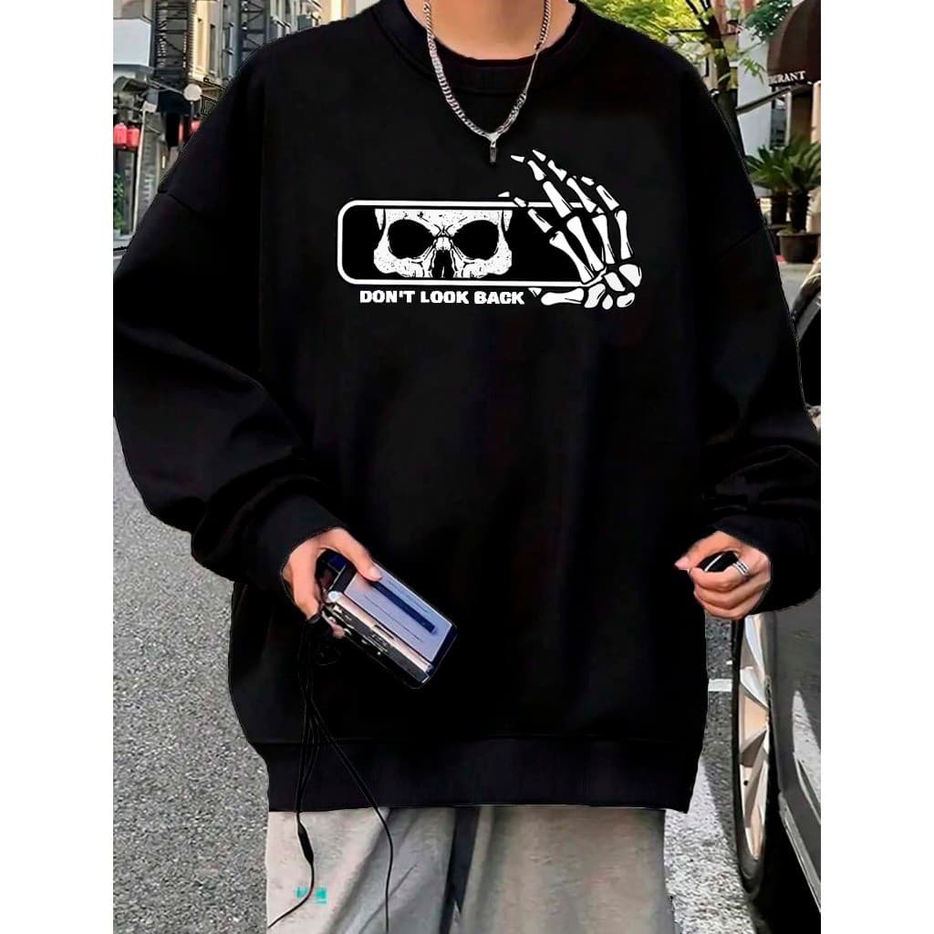 Moletom Gola Redonda Careca Selfie Da Caveira Casaco Feminino Masculino Flanelado Unissex Inverno Frio Algodão Blusa
