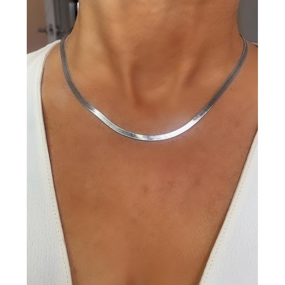Colar Liso Laminado Feminino Aço Inox Prateado Dourado Não Escurece Garantia Promoção