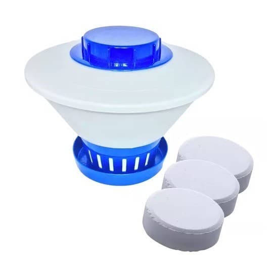 Clorador Flutuante G Piscina c/ 3 Pastilhas c/ Prato Duplo