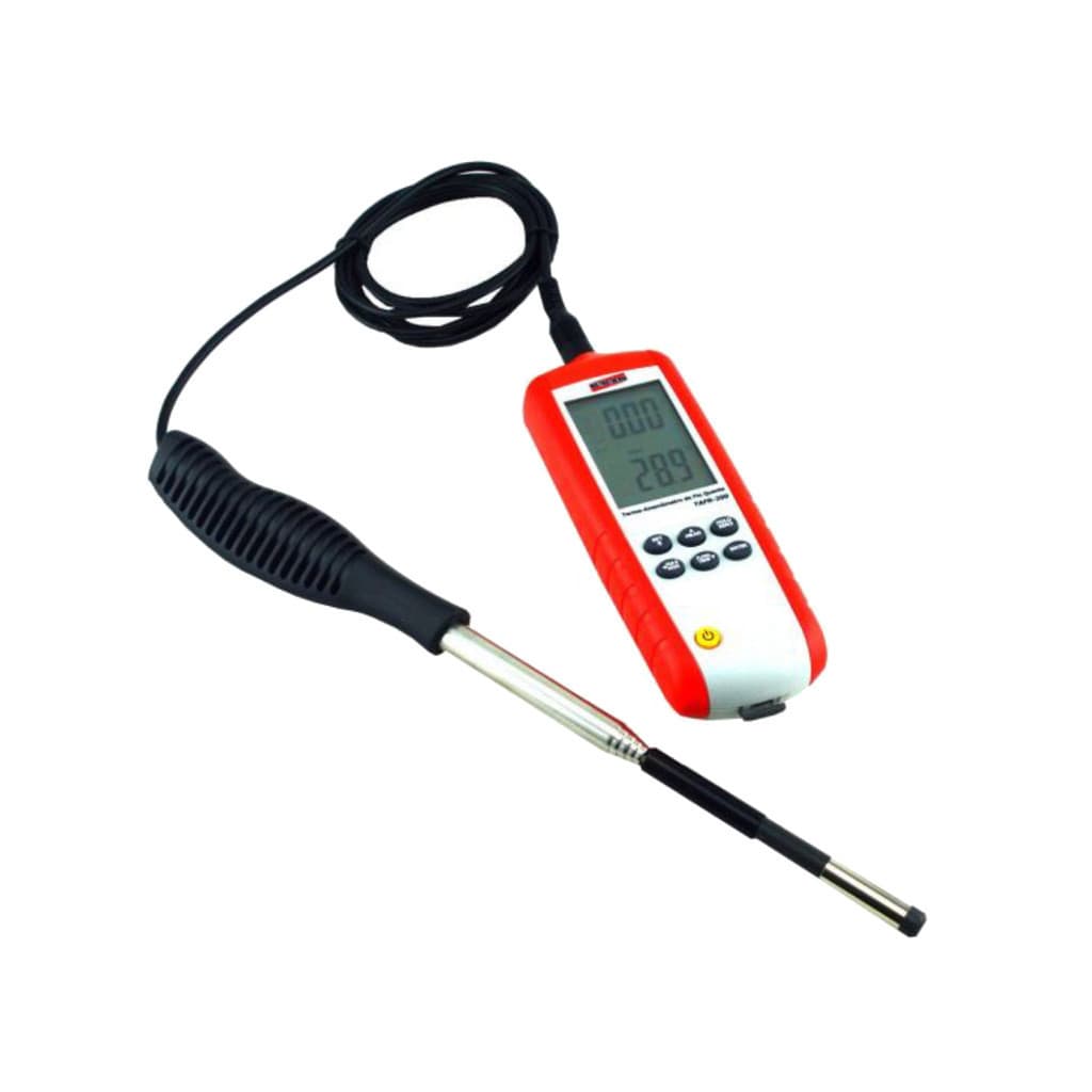 Termo Anemômetro Temperatura Fluxo Velocidade Ar Fio Quente Software Tafr-200 Portátil Certificado