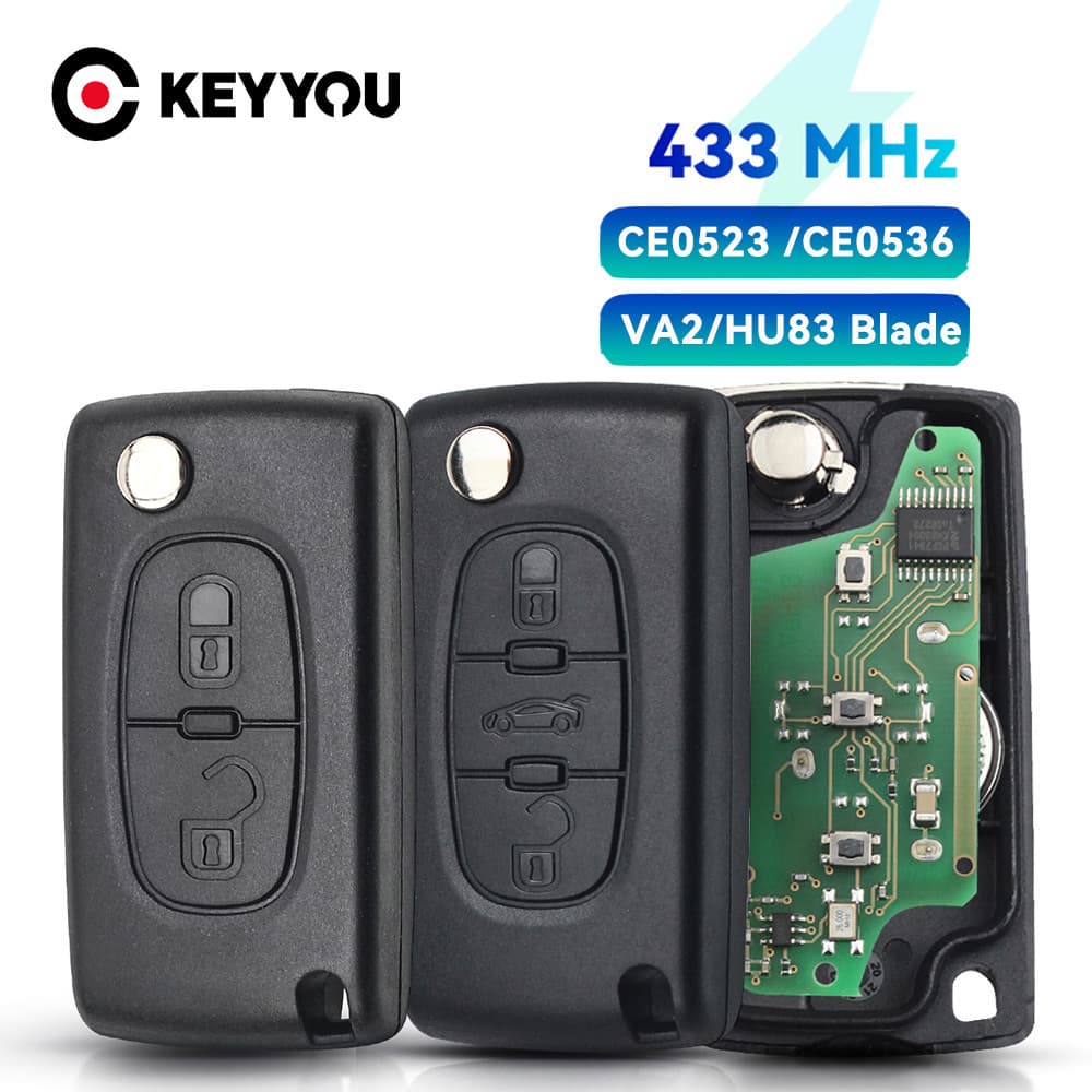 433MHz ID46 Controle Remoto Da Chave Do Carro Com Chip 2/3 Botões Para Peugeot 207 307 Citroen C1 C2 C3 C4 C5 Picasso