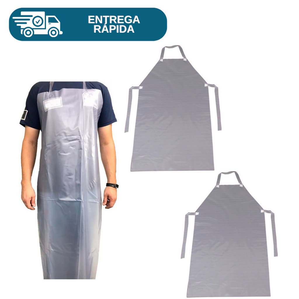 Kit 2 Avental De Vinil Pvc Transparente Impermeável Para Cozinha Limpeza Açougueiro Churrasco