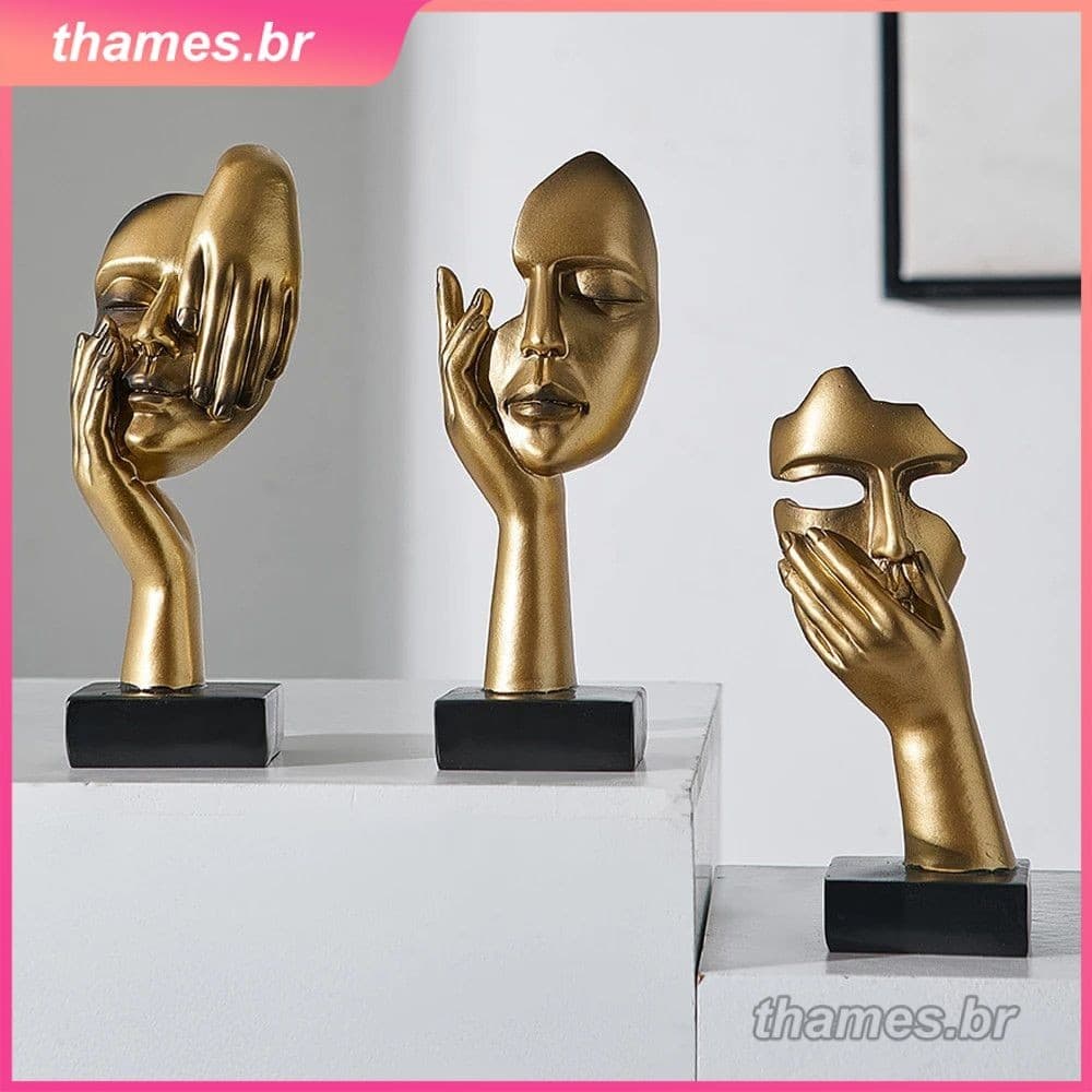 Decoração para casa estátua abstrata de resina luz nórdica luxo rosto expressão escultura artesanato ornamentos de mesa