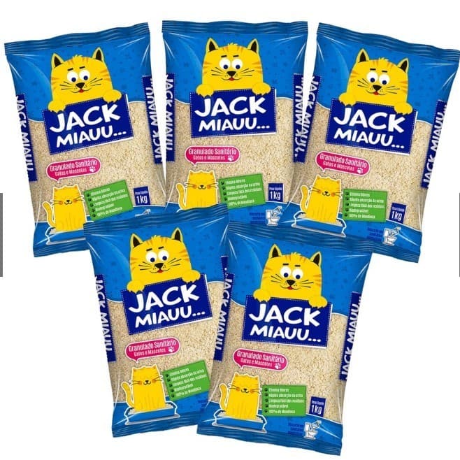 Areia para Gatos Jack Miau Granulado Sanitário Higiênico Biodegradável 5 pacotes