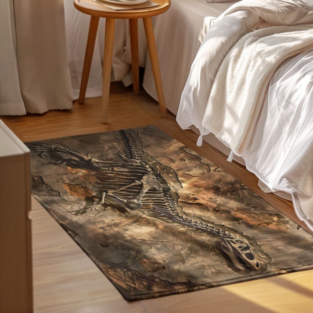 Tapete Decorativo Dinossauro Fóssil 118x70cm Antiderrapante Sala, Quarto e Escritório