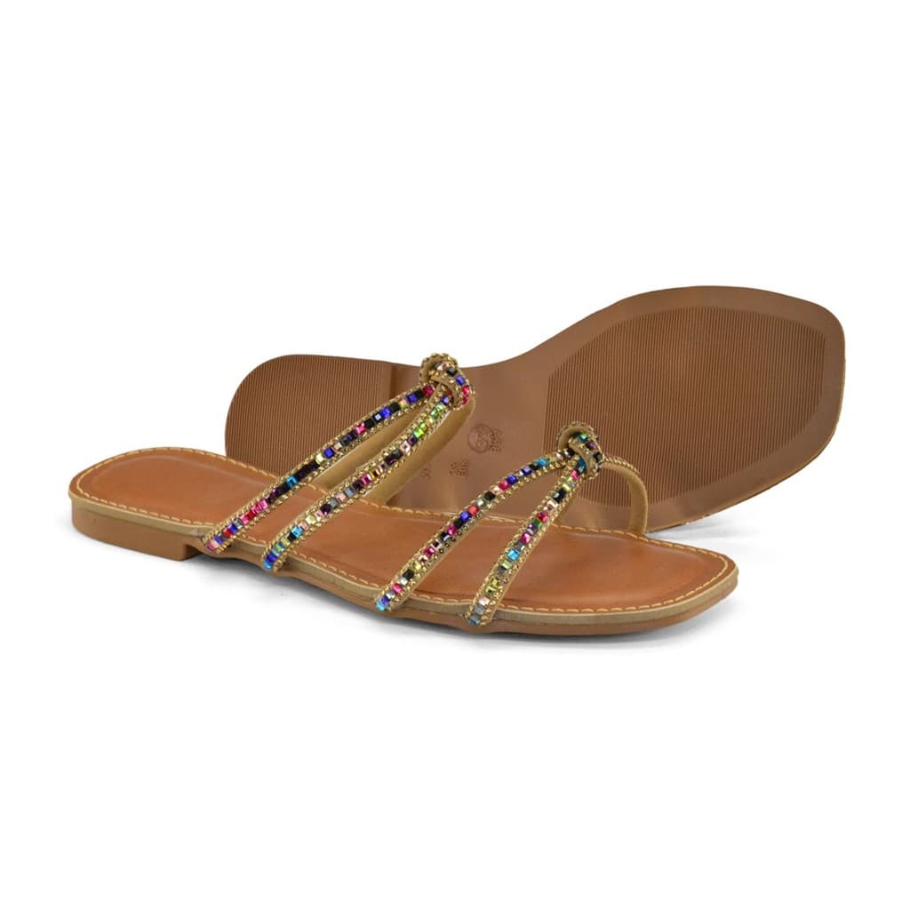 Sandália Rasteirinha Luxo Brilho  com detalhes de Strass Colorido, Confortavél e Macia está super em alta!