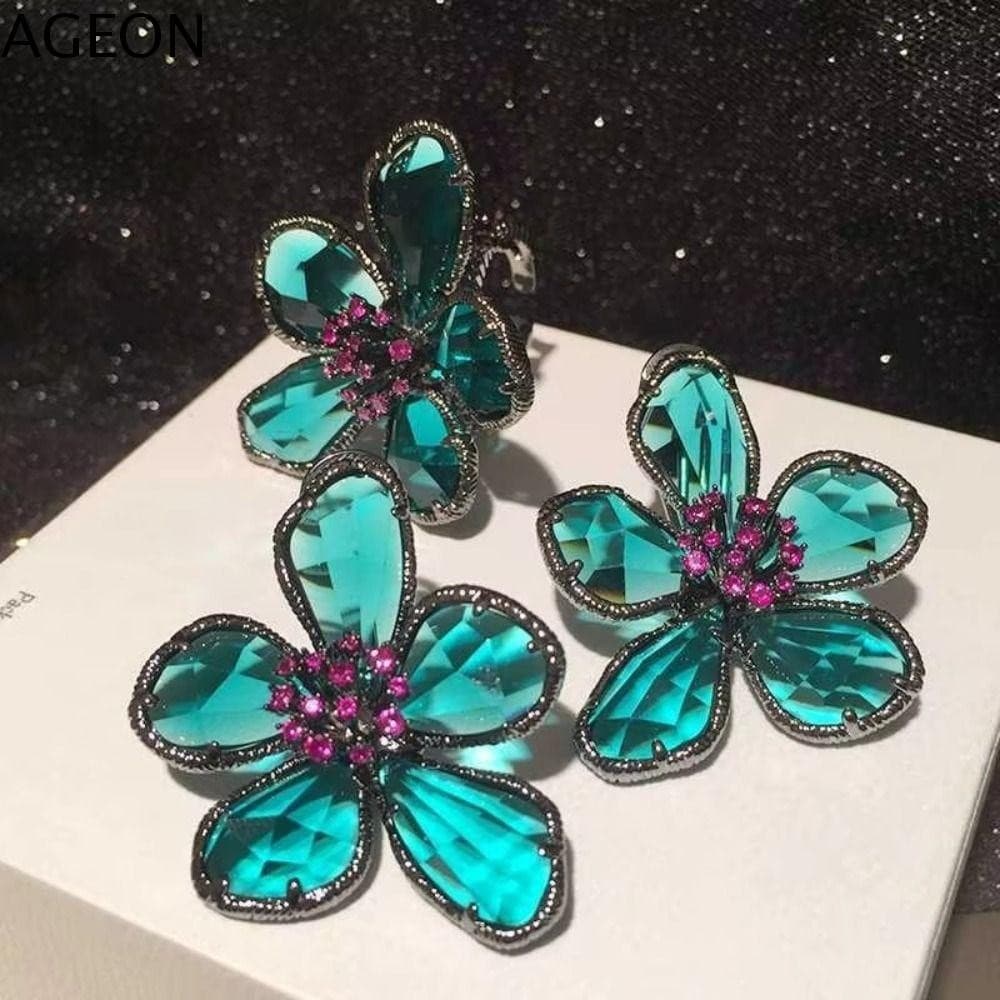 Brincos De Flor De Cristal AGEON , De Casamento De Noiva , Lindos Strass Para Festa