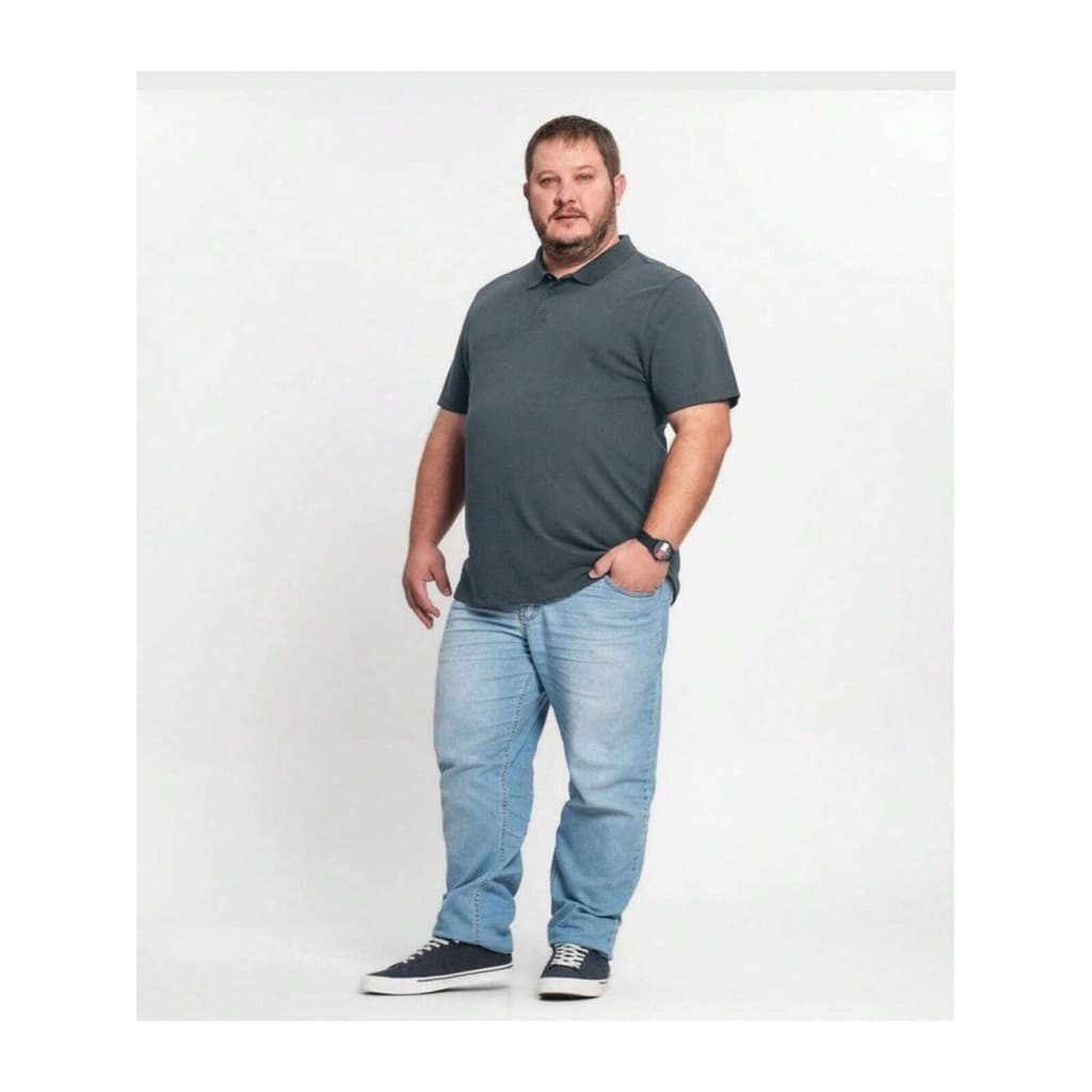 Camisa Polo Básica Masculina Plus Size - MALWEE