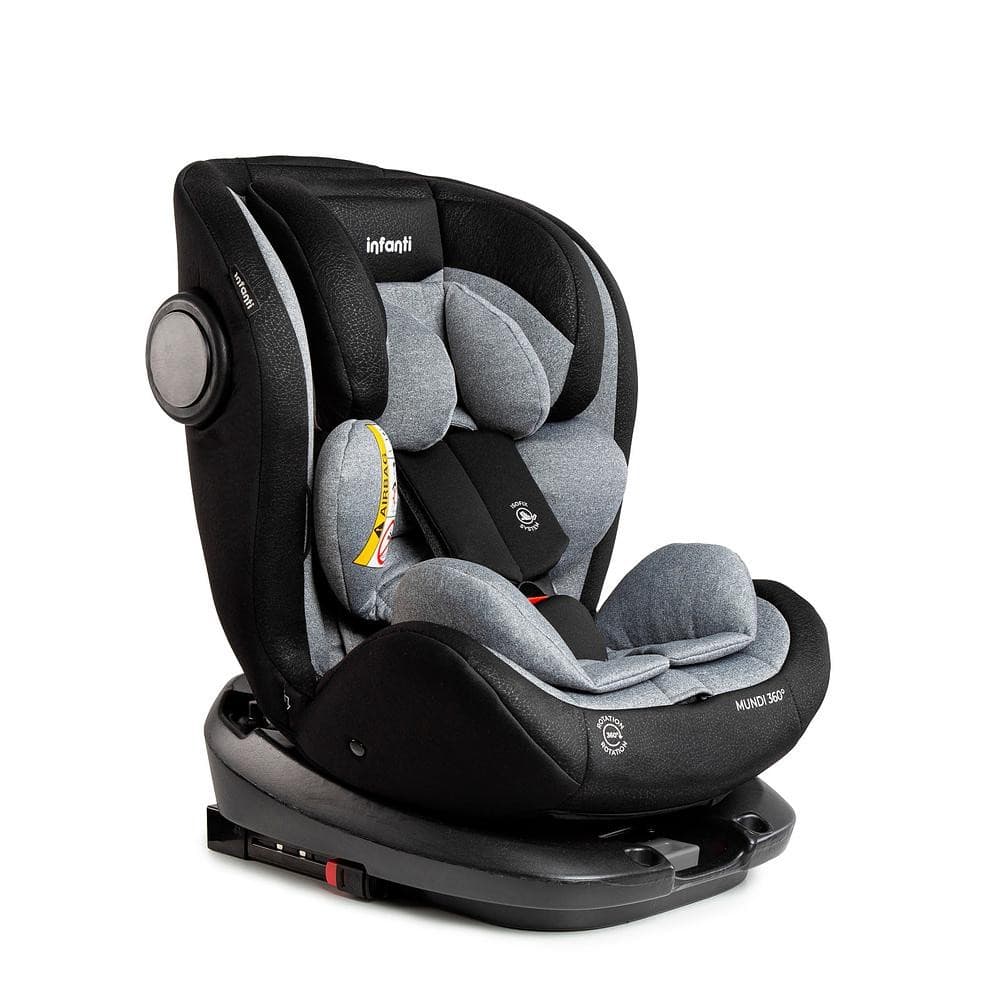 Cadeirinha de Bebê Mundi 360º Isofix Infanti 0-36kg Para Carro Cinza