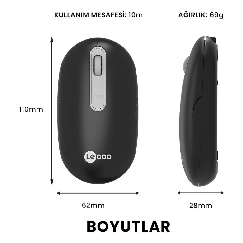 Mouse Sem Fio Recarregável Ws207 Lecoo