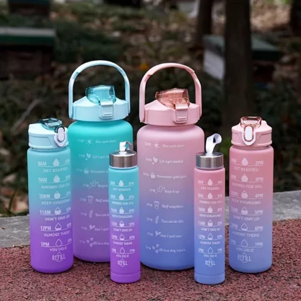 Kit 3 Garrafas Kit Motivacional Galão (300ml, 900ml E 2l) Lançamento na loja, aproveite produto com pronta entrega