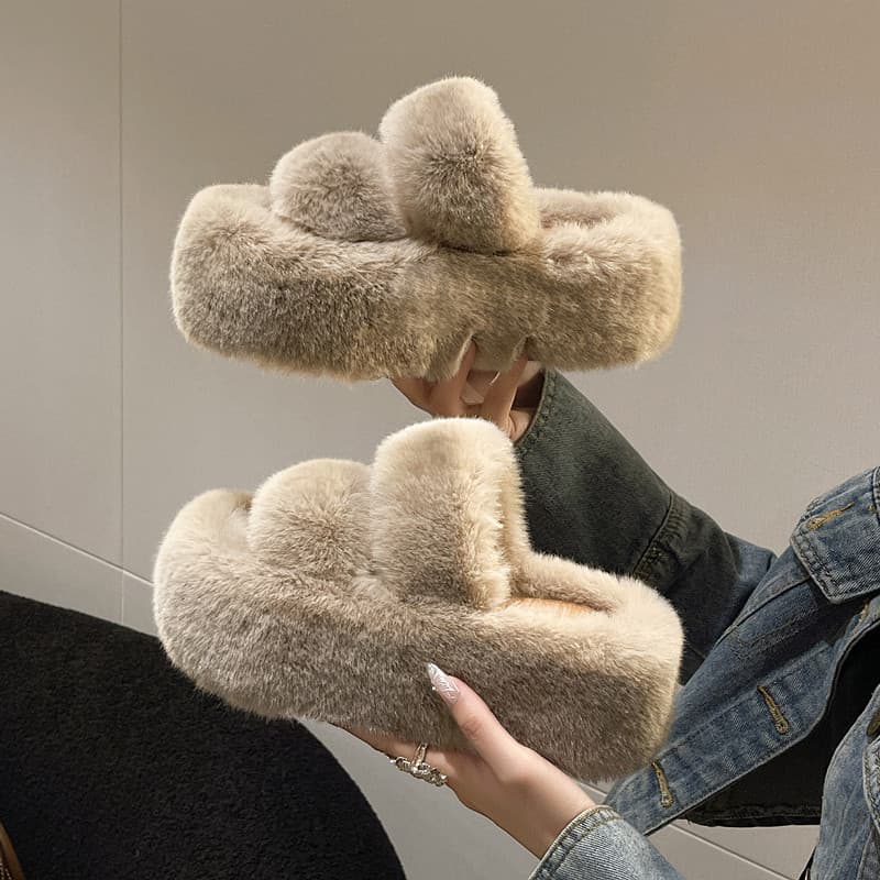 Mao Slippers for Women 2023 Novos Confortáveis De Uso Externo De Uma Linha Sola Grossa Sapatos De Pelúcia Chinelos De Algodão