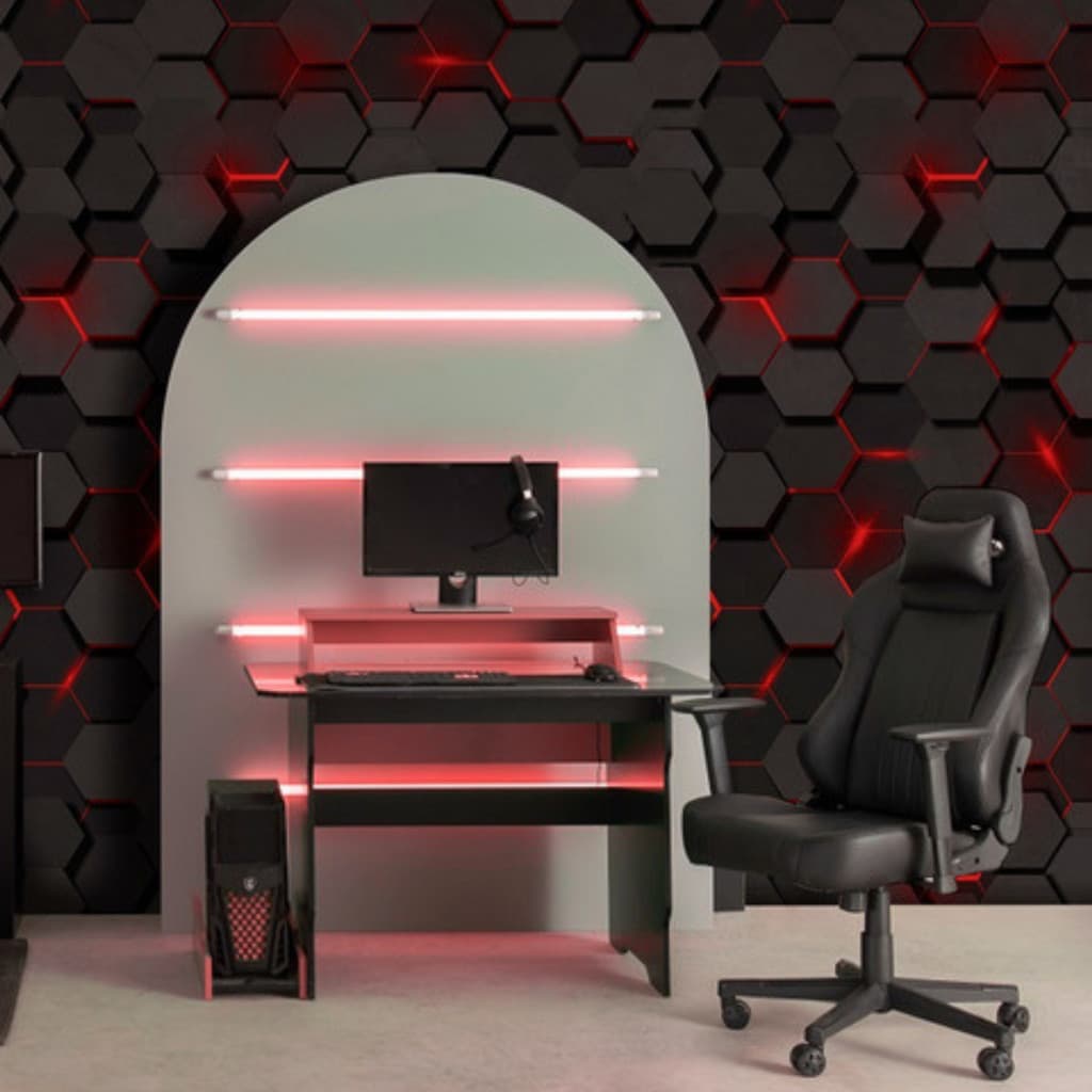 Papel de Parede Gamer 3D Vermelho 1,50x 0,50m
