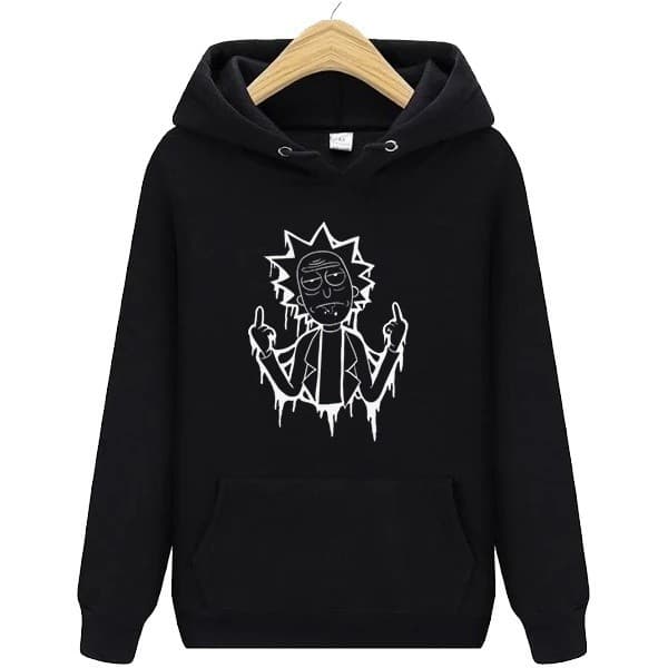 Casaco de Moletom Cangurú Rick And Morty Flanelado - Blusa de Frio Casaco De Frio Unissex Promoção (RICK DEDO)